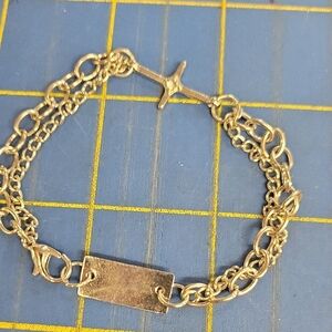 Double Chain 7" Bracelet Rectangle Star In Cross